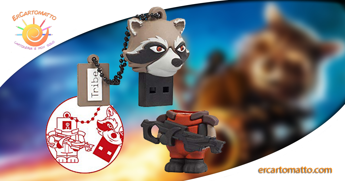 Chiavetta USB 16 GB Rocket Raccoon – Memoria Flash Drive 2.0 Originale Marvel Guardiani della Galassia, Tribe