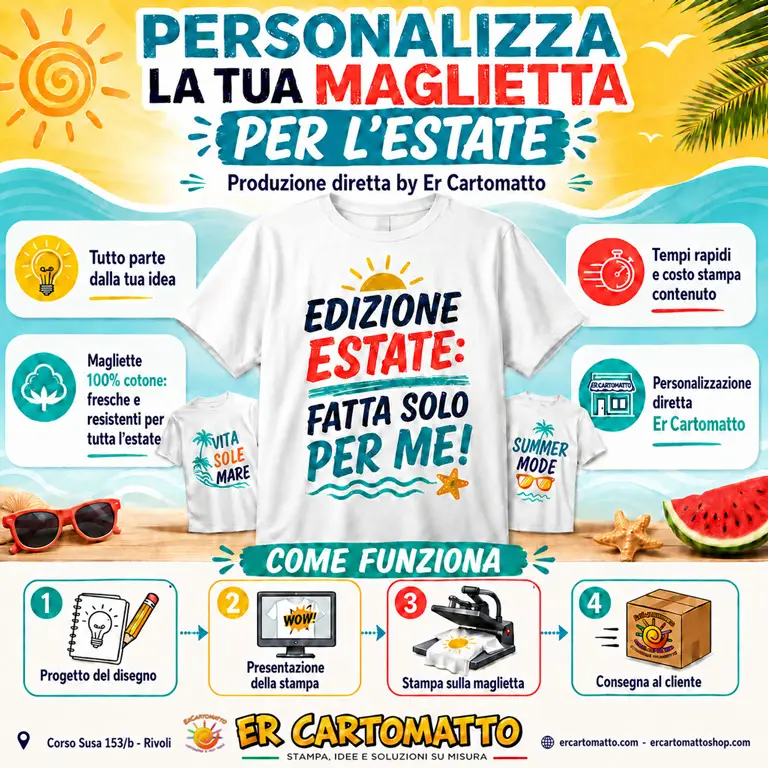 Magliette personalizzate estate a Rivoli | Er Cartomatto