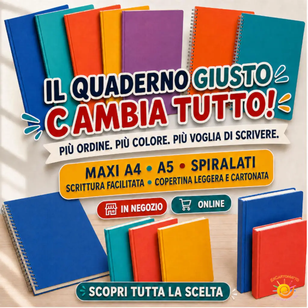 Quaderni scuola: MAXI A4, A5 e spiralati