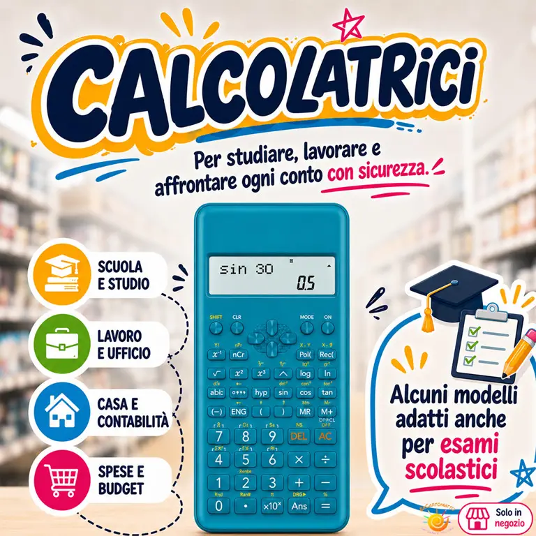 Calcolatrici a Rivoli per scuola, esami e uso quotidiano
